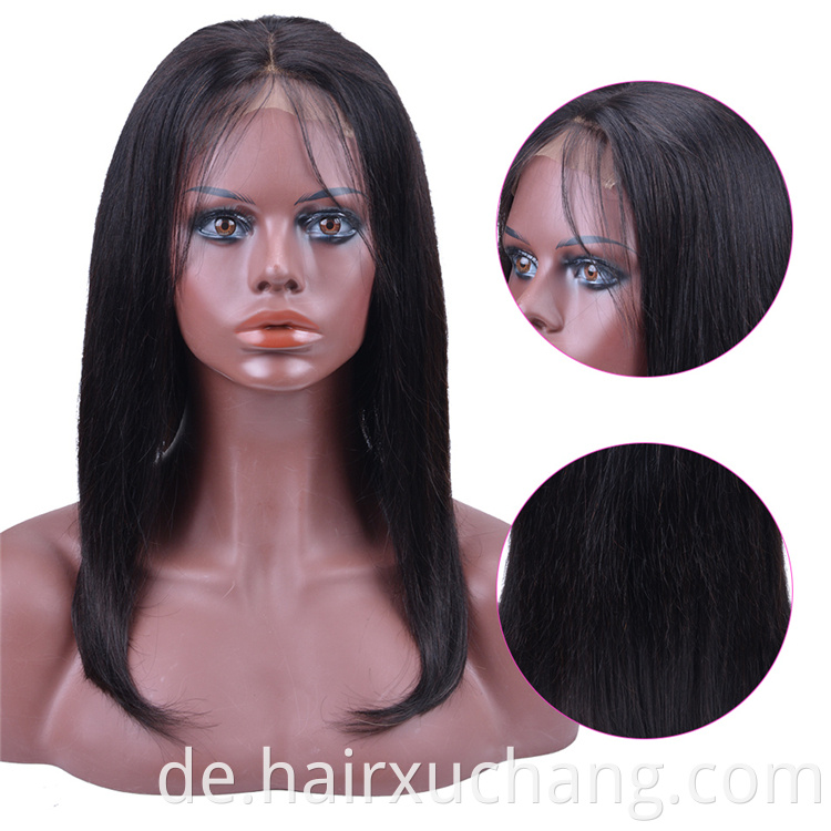 Heiß verkaufen 150 Densty Short Spitzenfront menschliches Haar Perücken Rohes indisches Haar Perücken menschliches Haar Straight Bob Perücken für schwarze Frauen